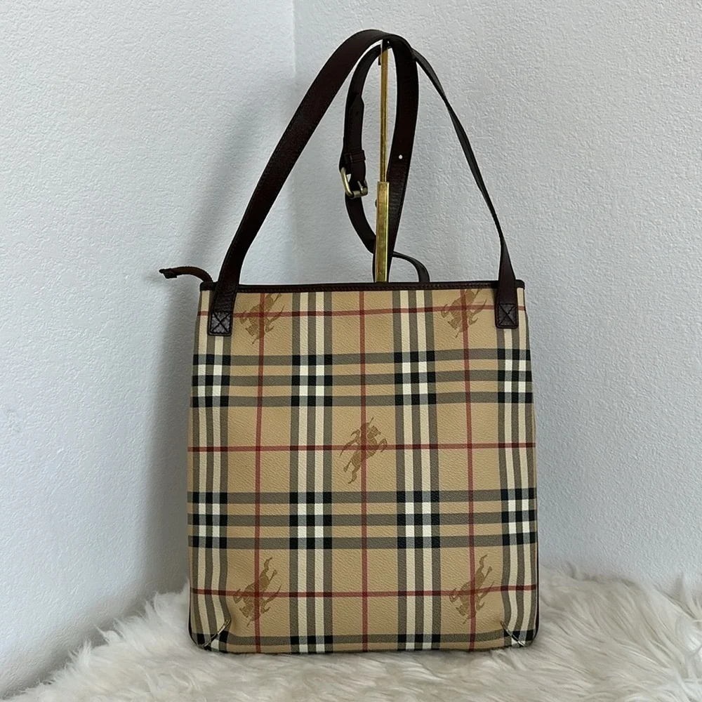 💯Authentic Burberry Beige and Brown Plaid Messenger Bag🍀